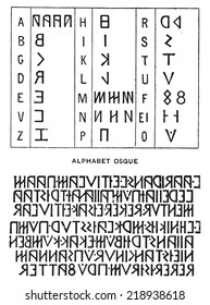 Oscan language, vintage engraved illustration. Dictionary of words and things - Larive and Fleury - 1895.