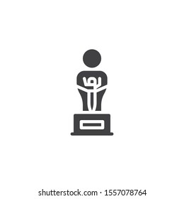 Oscar award trophy vector icon. filled flat sign for mobile concept and web design. tatue figure award glyph icon. Symbol, logo illustration. Vector graphics