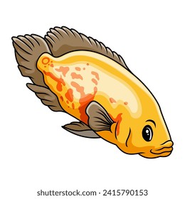 Oscar fish cartoon a swimming