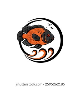 Oscar fish logo with circle concept