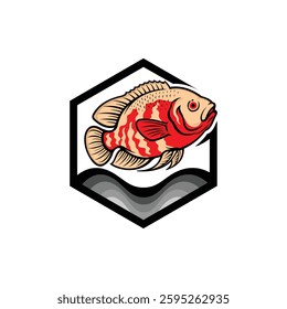 Oscar fish logo with hexagon concept