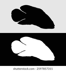 Oscar fish logo silhouette design in black and white