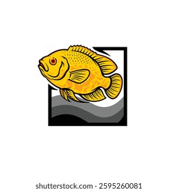 Oscar fish logo with square concept