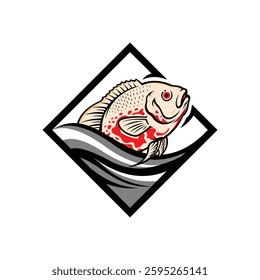 Oscar fish logo with square concept