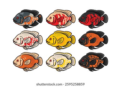 oscar fish vector set, fishing logo