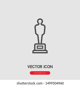 Oscar statue icon vector. Linear style sign for mobile concept and web design. Hollywood trophy symbol illustration. Pixel vector graphics - Vector.