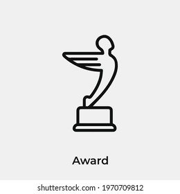 oscar statue icon vector. Linear style sign for mobile concept and web design. hollywood trophy symbol illustration. Pixel vector graphics - Vector.