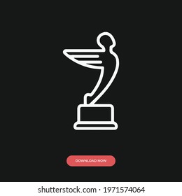 oscar statue icon vector. Linear style sign for mobile concept and web design. hollywood trophy symbol illustration. Pixel vector graphics - Vector.
