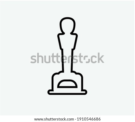 Oscar statue vector icon.  Editable stroke. Symbol in Line Art Style for Design, Presentation, Website or Apps Elements. Hollywood trophy vector illustration. Pixel vector graphics - Vector