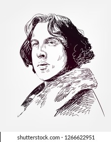 Oscar Wilde famous vector sketch portrait