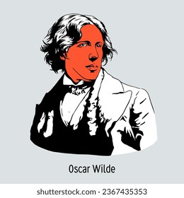 Oscar Wilde was an Irish writer and poet. One of the most famous playwrights. Hand drawn vector illustration.