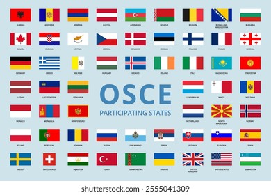 OSCE member countries flags. Vector.