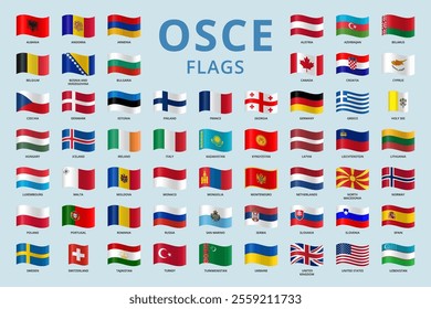 OSCE member countries. Waving flags.