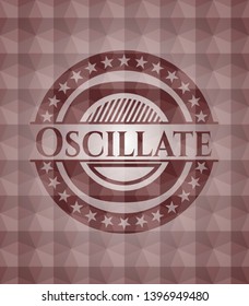 Oscillate red seamless emblem with geometric pattern background.