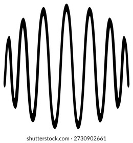 Oscillating sine wave pattern with changing amplitude on white background vector