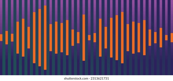 Oscillation graph, equalizer, sound wave, scale or change in defamatory vibrations. Graphical representation. Flat design. The rise and fall. Growth chart. Electric impulse. Vector Illustration.