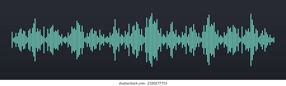 Oscillation graph, equalizer, sound wave, scale or change in defamatory vibrations. Graphical representation. Flat design. The rise and fall. Growth chart. Electric impulse. Vector Illustration.