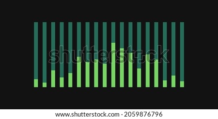 Oscillation graph, equalizer, sound wave, scale or change in defamatory vibrations. Graphical representation. Flat design. The rise and fall. Growth chart. Electric impulse. Vector Illustration.