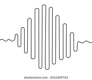 Oscillation scale. Sketch. Zigzag line. Sound wave. Vector illustration. Doodle style. Hand drawn abstract line in the form of columns with a beginning and an end. Outline on isolated background.