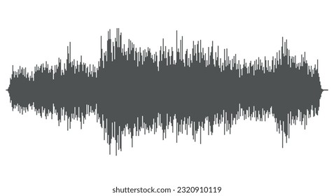 Oscilloscope audio sound waveform - black and white simple symbol silhouette of sound wave, vector illustration isolated on white background