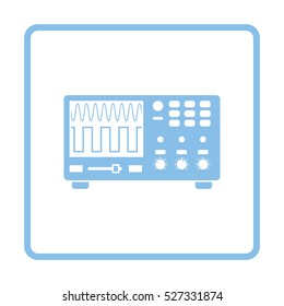 Oscilloscope icon. Blue frame design. Vector illustration.