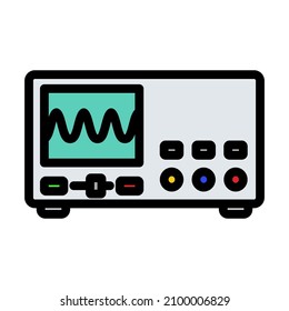 Oscilloscope Icon. Editable Bold Outline With Color Fill Design. Vector Illustration.