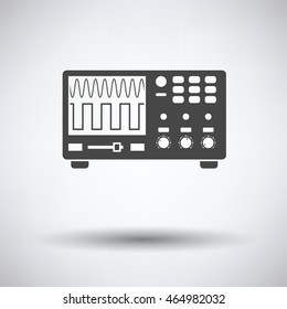 Oscilloscope icon on gray background with round shadow. Vector illustration.