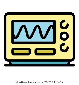 Oscilloscope icon. Outline oscilloscope vector icon color flat isolated