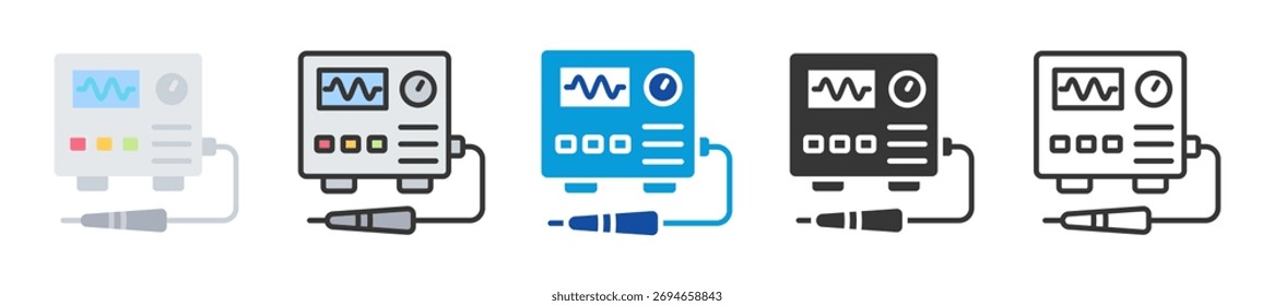 oscilloscope icon set multi style various collection