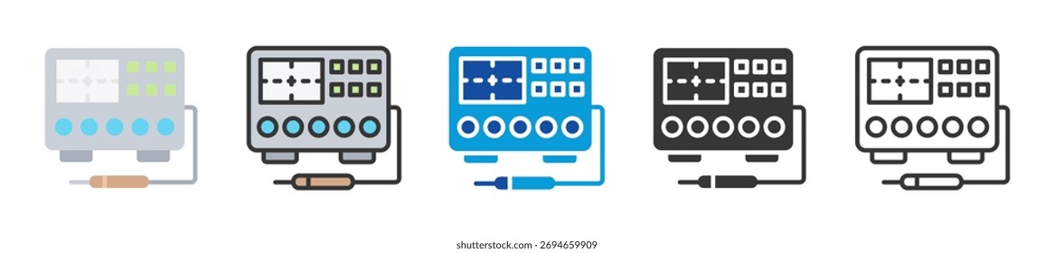 oscilloscope icon set multi style various collection