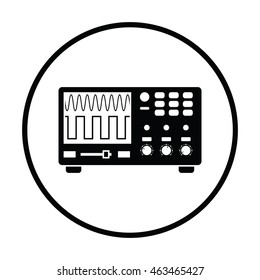 Oscilloscope icon. Thin circle design. Vector illustration.