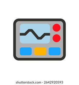 Ilustración de icono plano simple del osciloscopio