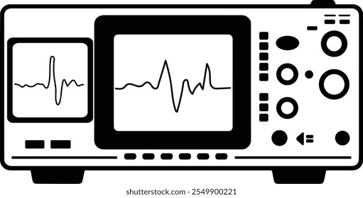 Estilo de la silueta del diseño del Vector del osciloscopio