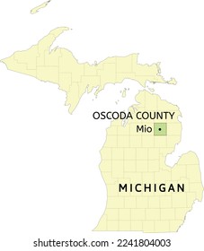 Oscoda County and census-designated place of Mio location on Michigan state map