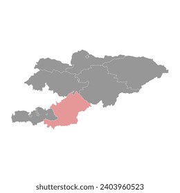 Osh region map, administrative division of Kyrgyzstan. Vector illustration.