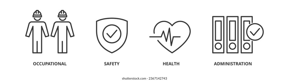 OSHA banner web icon vector illustration concept for occupational safety and health administration with an icon of worker, protection, healthcare, and procedure