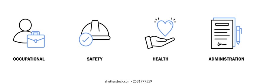 OSHA banner web icon vector illustration concept for occupational safety and health administration with an icon of worker, protection, healthcare, and procedure