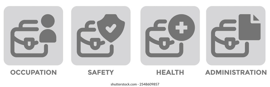 OSHA banner web icon vetor ilustração conceito para segurança ocupacional e administração de saúde com um ícone de trabalhador, proteção, saúde e procedimento