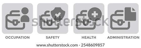 OSHA banner web icon vector illustration concept for occupational safety and health administration with an icon of worker, protection, healthcare, and procedure