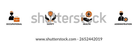 OSHA banner web icon vector illustration concept for occupational safety and health administration with an icon of worker, protection, healthcare, and procedure