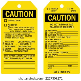 OSHA caution barricade tag do not remove safety tag template vector