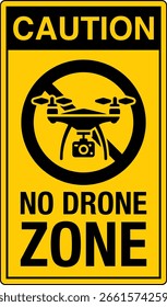 OSHA Precaución No Vertical de zona de drones con símbolo