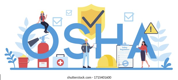 OSHA concept mobile application banner set. Occupational safety and health administration. Government public service protecting worker from health and safety hazards on the job. Vector illustration