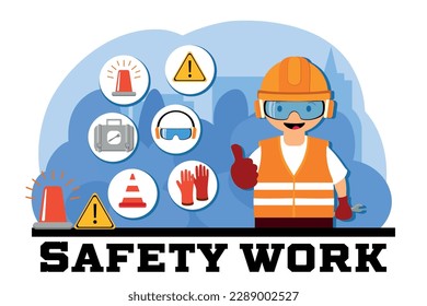 OSHA concept. Occupational safety and health administration. Government public service protecting worker from health and safety hazards on the job. Isolated flat vector illustration