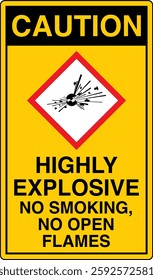 OSHA GHS chemicals label caution explosive may be an explosion hazard in a confined space vertical