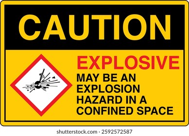 OSHA GHS chemicals label caution explosive may be an explosion hazard in a confined space horizontal