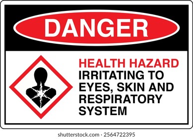 OSHA GHS Chemicals Label Danger Health Hazard Irritating to Eyes Skin and Respiratory System Horizontal