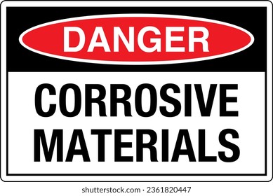 OSHA graphical standards symbols registered workplace safety sign label Danger CORROSIVE MATERIALS.
