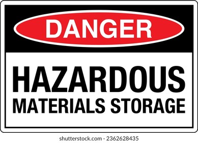 OSHA graphical standards symbols registered workplace safety sign label Danger HAZARDOUS MATERIALS STORAGE.