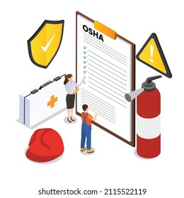 Osha - Home Occupational Safety And Health Administration Isometric 3d Vector Concept For Banner, Website, Illustration, Landing Page, Flyer, Etc.